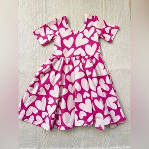 Poppy Kids Co Heart Print Fit and Flare Dress Girls Size 3T